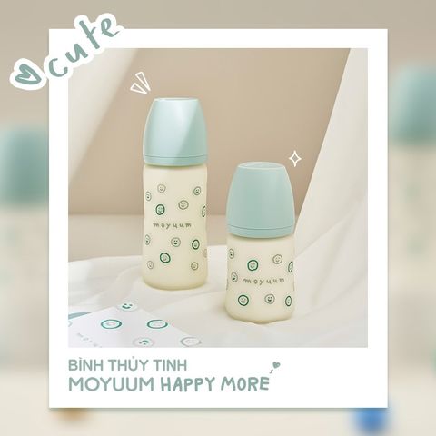 Bình sữa Moyuum Thủy Tinh Tráng Silicone Happy More ( 150ml/240ml )