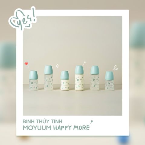 Bình sữa Moyuum Thủy Tinh Tráng Silicone Happy More ( 150ml/240ml )