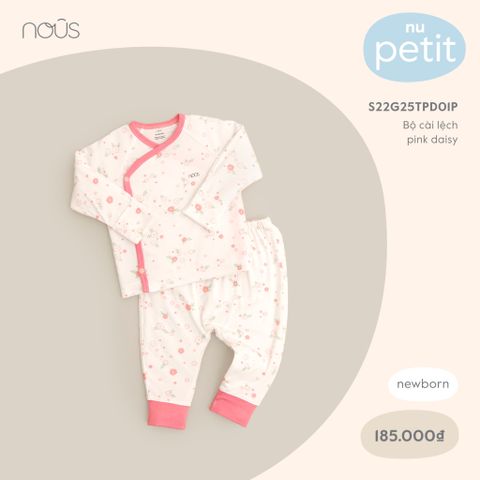 Bộ cài lệch pink daisy NB