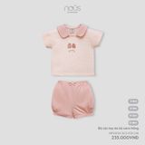 Bộ cộc tay áo kẻ caro hồng Nous Premium