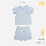 Bộ cài thẳng cộc tay kẻ caro xanh Nous Doux