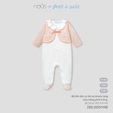 Body liền dài có tất Nous Petit à petit áo khoác lửng màu hồng phối trắng