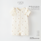 Bộ body cộc Nous Premium màu be in họa tiết hoa