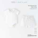Set bodysuit quần cộc Nous Petit à petit màu trắng