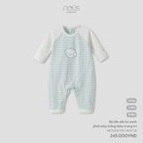 Body liền dài Nous Premium kẻ xanh phối màu trắng thêu trang trí ( caro )