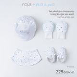 Set phụ kiện 4 món màu trắng in ngôi sao xanh