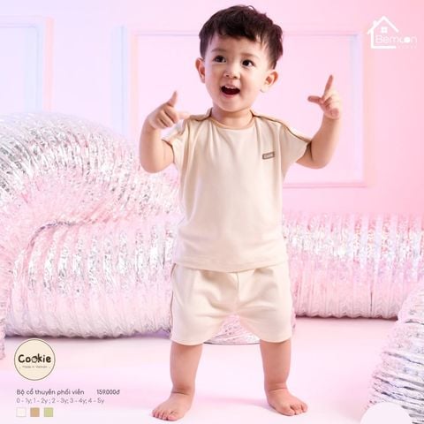 Bộ cộc cổ thuyền phối viền Cookie (0-5 tuổi)