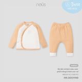 Bộ cài lệch màu cam phối trắng in hoạ tiết con voi Nous Petit NB