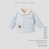 Áo khoác chần bông màu xanh phối cổ lông màu be Nous