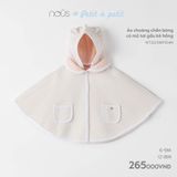 Áo choàng chần bông có mũ tai gấu màu kẻ hồng Nous