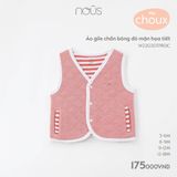 Áo gile Nous Choux chần bông đỏ mận họa tiết