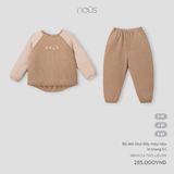 Bộ dài chui đầu Nous Kid màu nâu in trang trí