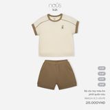 Bộ cộc tay Nous Kid màu be phối quần nâu