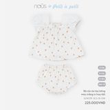 Bộ cộc áo tay bồng màu trắng in hoạ tiết Nous Petit à petit