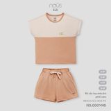 Bộ cộc tay Nous Kid màu be phối cam