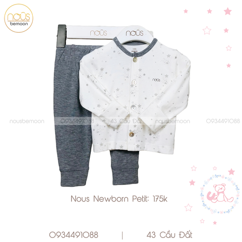 Cài thẳng newborn ghi trắng NB