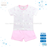 Bộ cài thẳng cộc Nous doux trắng hồng họa tiết