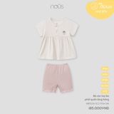 Bộ cộc tay Nous Doux be phối quần lửng hồng