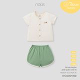 Bộ cài thẳng cộc Nous Doux be phối quần xanh lá