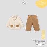 Bộ pyjama dài Nous Doux áo màu be phối quần caro nâu