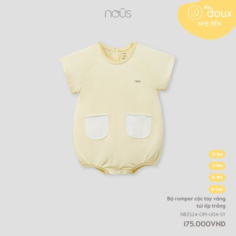 Body Romper cộc Nous Doux vàng túi ốp trắng
