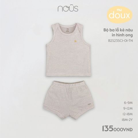 Ba lỗ Nous Doux kẻ nâu in hình ong