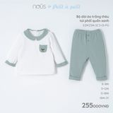 Bộ dài áo trắng thêu túi phối quần xanh