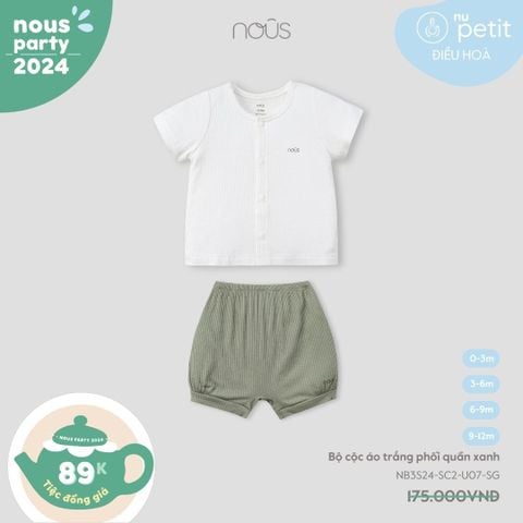 Bộ cộc áo trắng phối quần xanh