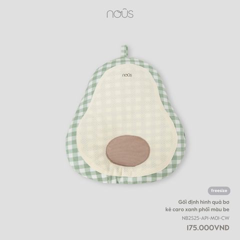 Gối định hình quả bơ kẻ caro xanh phối màu be Nous