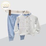 Bộ newborn Nous pettit kẻ xanh trắng