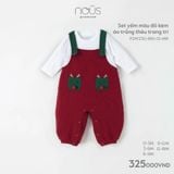 Set yếm đỏ kèm áo trắng, thêu trang trí
