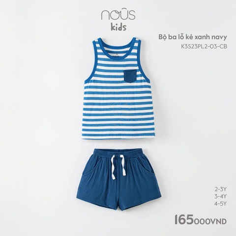 Ba lỗ Nous Kid kẻ xanh navy