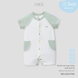 Body liền cộc Nous Petit màu trắng phối xanh lá