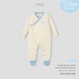 Body liền dài tất Nous Petit cài lệch màu be phối xanh da trời NB