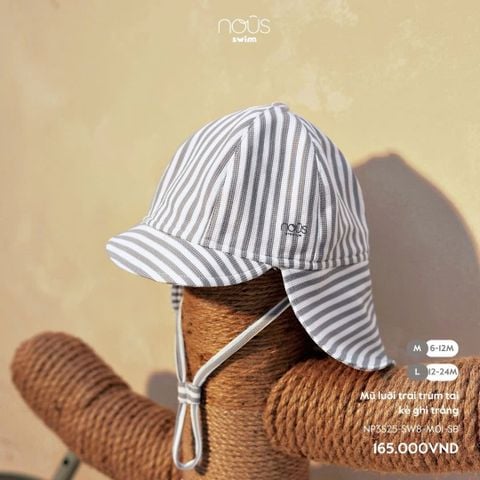 Mũ lưỡi trai trùm tai kẻ ghi trắng Nous Swim ( M/ L )