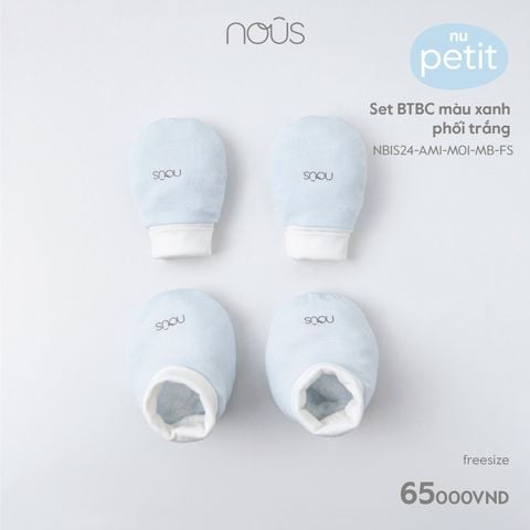 Set bao tay bao chân màu xanh phối trắng NB Nous Petit