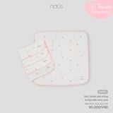 Set 5 khăn sữa trắng in hoạ tiết màu cam Nous Muslin ( chân mèo )