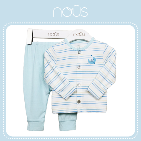 Cài thẳng newborn kẻ trắng xanh NB