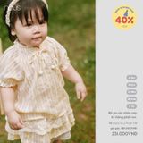 Bộ áo cộc chân váy kẻ hồng phối ren Nous Party