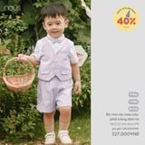 Bộ vest cộc màu nâu phối trắng đính nơ Nous Party