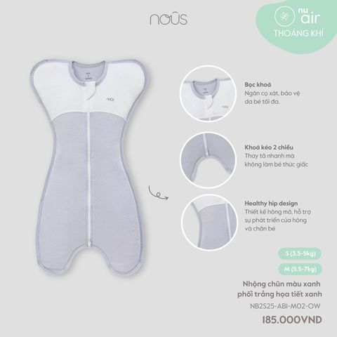 Nhộng chũn màu xanh phối trắng họa tiết xanh Nous Air ( S/M )