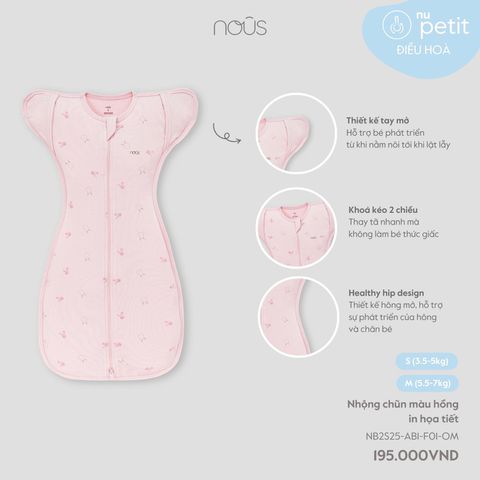 Nhộng chũn màu hồng in họa tiết Nous Petit ( Thỏ cherry )