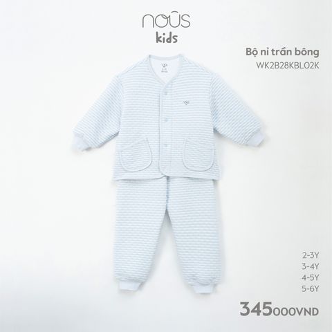 Bộ nỉ chần bông Nous Kid ( kẻ xanh )