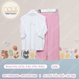 Bộ dài tay bé gái Nous kids trắng hồng (pỵjama)