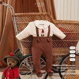 Quần yếm dài tất màu nâu kèm áo dài tay màu be Nous Noel