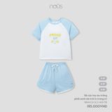 Bộ cài vai cộc Nous Kid áo trắng phối xanh da trời in trang trí ( PROUD OF YOU )