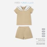 Bộ cộc tay màu be phối cổ trắng Nous Kid
