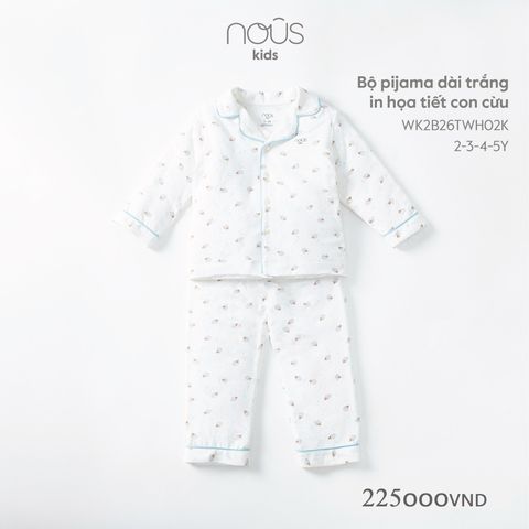 Bộ pijama Nous Kids dài trắng in họa tiêt con cừu