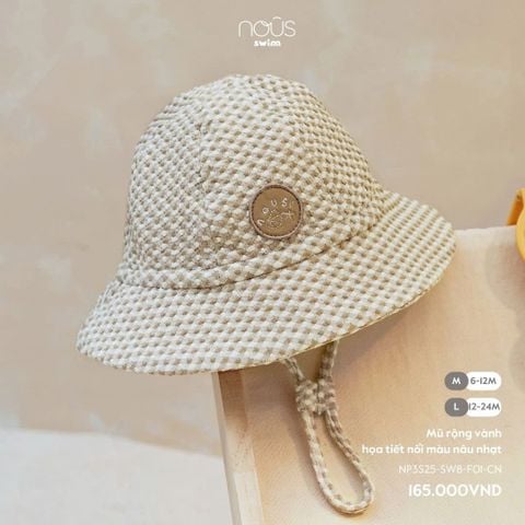 Mũ rộng vành họa tiết nổi màu nâu nhạt Nous Swim ( M/L )