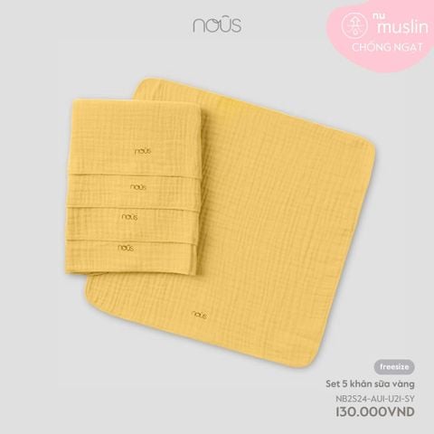 Set 5 khăn sữa vàng Nous Muslin ( 2 lớp )